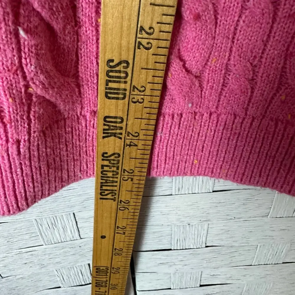 Talbots‎ sweater cable knit button cuff pink confetti triedMom feminine petite